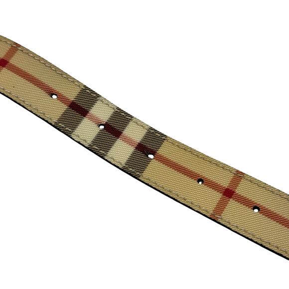 Burberry London Nova Check Men’s Belt w/ Silver Tone - 40 / 100 Coated Canvas - Picture 5 of 7